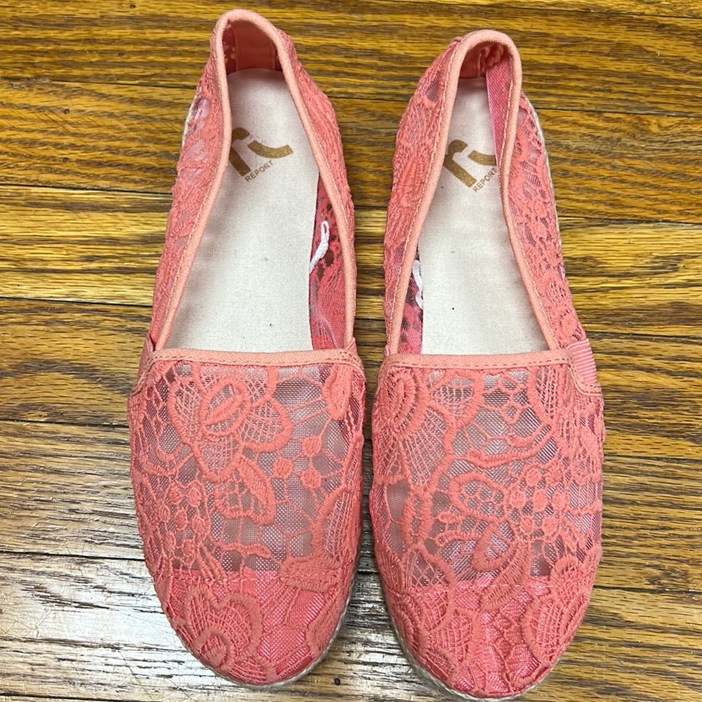 REPORT | coral lace slip-ons/flats